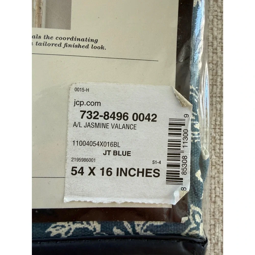 NWT AMERICAN LIVING FLORAL BLUE JASMINE JOSEPHINA TUCK PEEK-A-BOO VALANCE 54X1